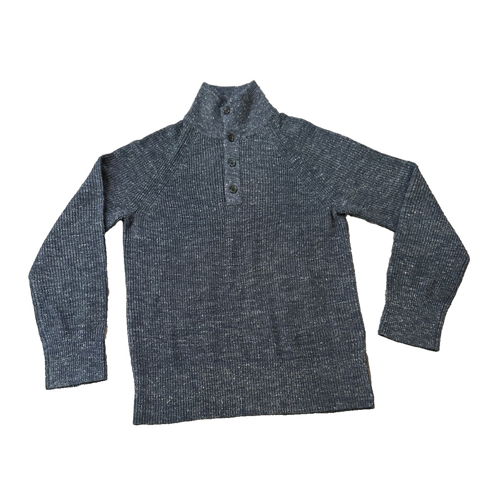 Banana Republic Wool Linen Blend Mens Blue Sweater L Preppy Fisherman Layering